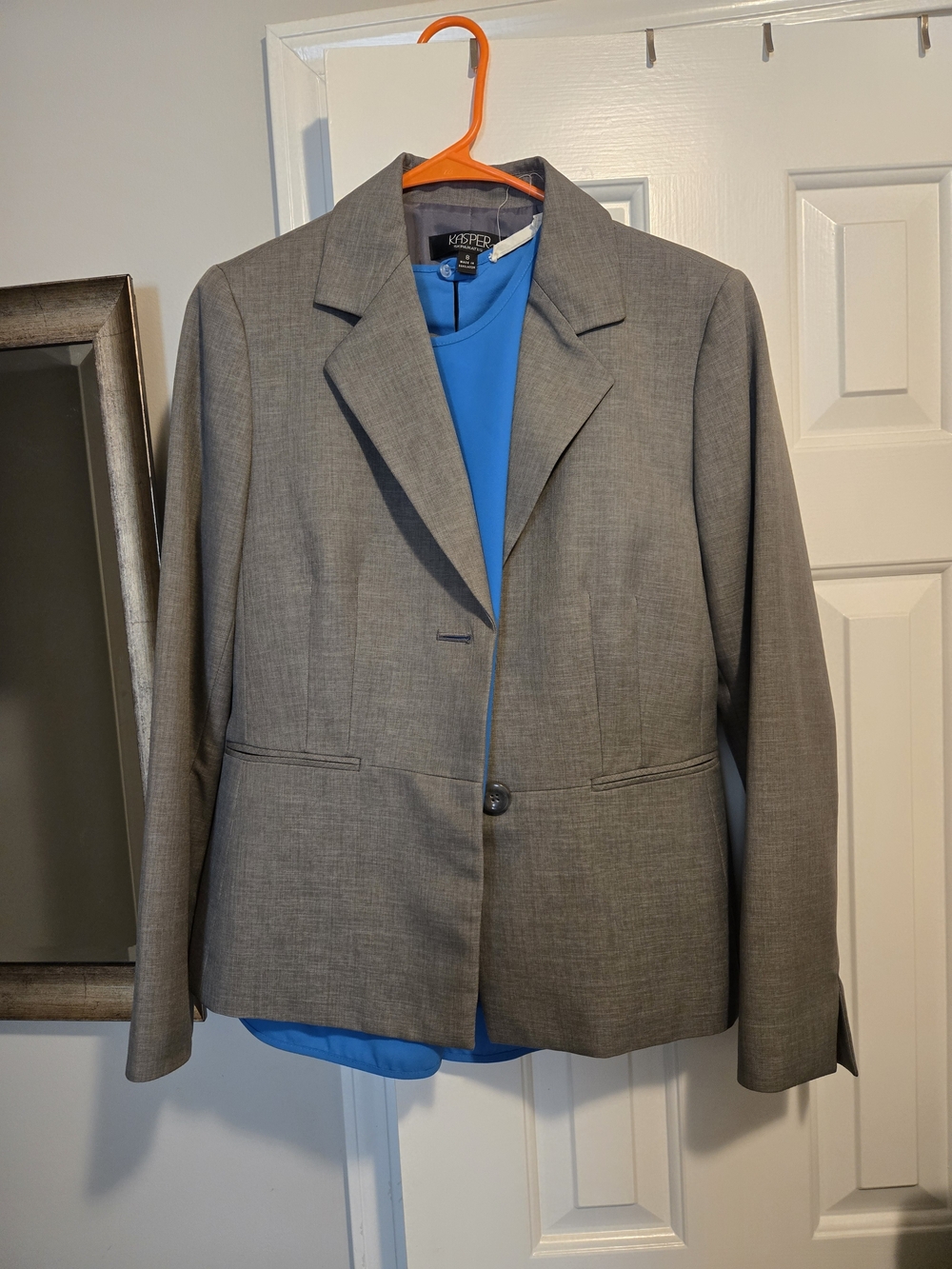 Kasper Gray Single-Button Women's Blazer - Gray